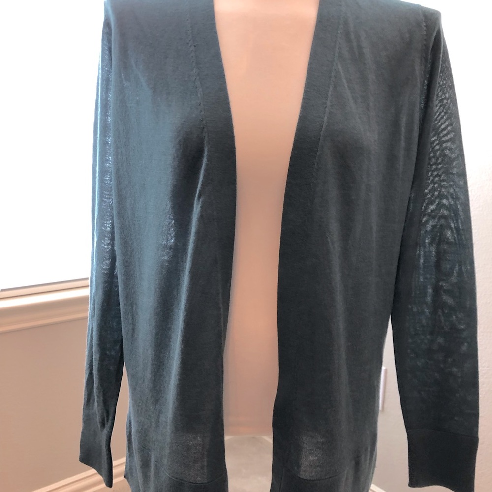 NWT size medium slate green sheer lightweight open front cardigan